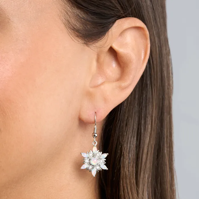White Opal Snowflake Earrings Chadds Ford Jewelry Earrings