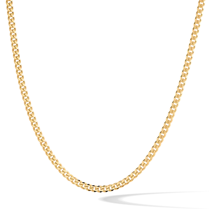 14k Gold Curb Chain 3mm Solid Gold Necklaces