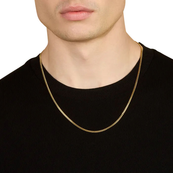 14k Gold Curb Chain 3mm Solid Gold Necklaces