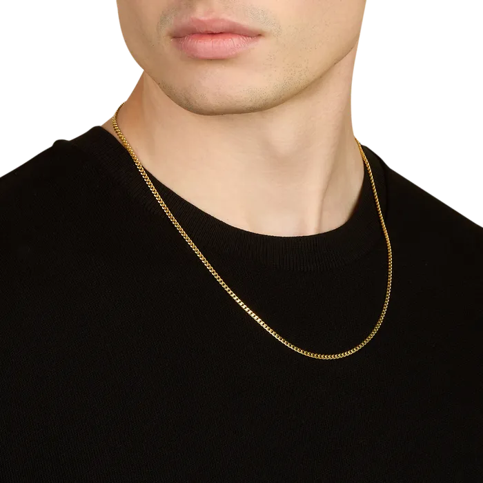 14k Gold Curb Chain 3mm Solid Gold Necklaces