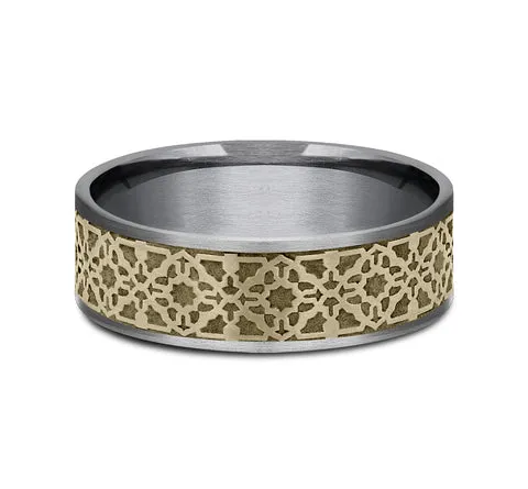 14K Yellow Gold Tantalum The Aztec Band Benchmark Rings