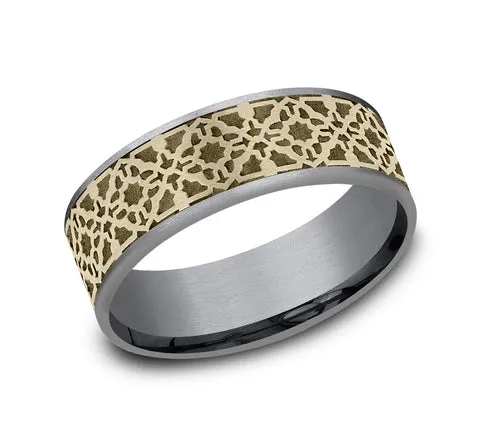 14K Yellow Gold Tantalum The Aztec Band Benchmark Rings 14K Yellow Gold Tantalum The Aztec Band Benchmark Rings