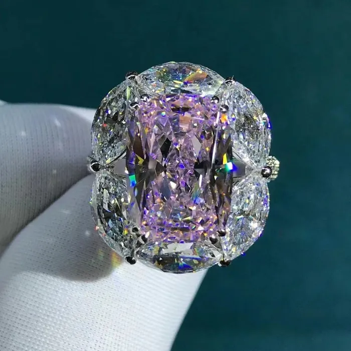 6 Carat Cushion Cut Pink Floating Halo VVS Moissanite Ring Leyloon Jewelry Rings 6 Carat Cushion Cut Pink Floating Halo VVS Moissanite Ring Leyloon Jewelry Rings