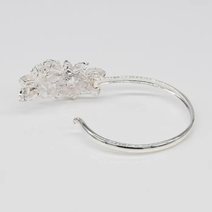 925 Sterling Silver Kamia Double Hibiscus Design Bangle with Open Clasp rosamarianas Bracelets