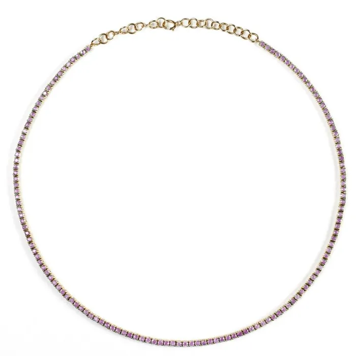 Alexis Jae Necklaces Pink Sapphire Tennis Necklace