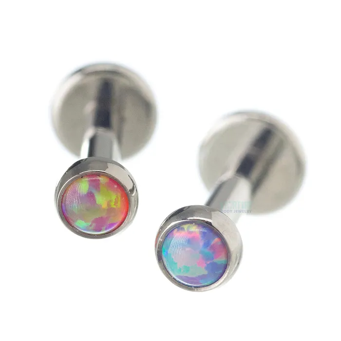 Anatometal 3mm BezelSet Opal Cabochon on Flatback Earrings