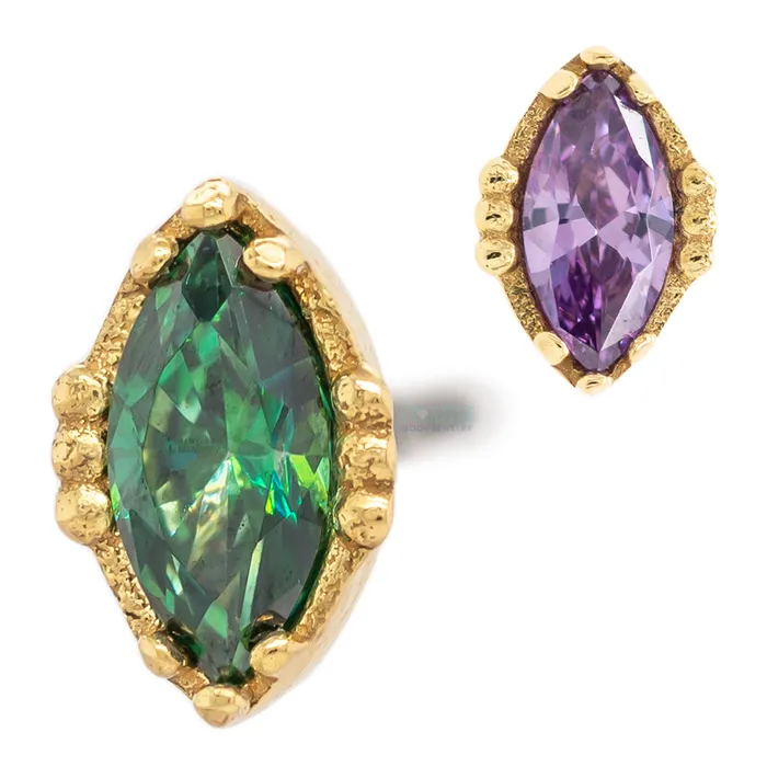 Anatometal threadless Lindsey End in Yellow Gold with MarquiseCut BrilliantCut Gem Earrings