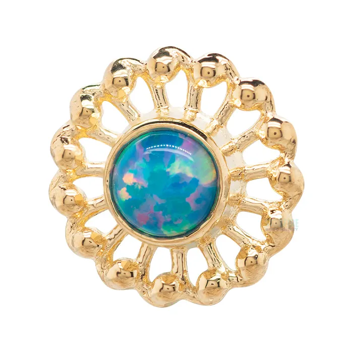 Anatometal Virtue Threaded End in Yellow Gold with Opal Earrings