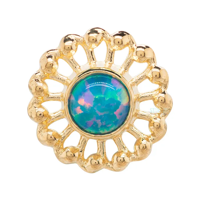 Anatometal Virtue Threaded End in Yellow Gold with Opal Earrings