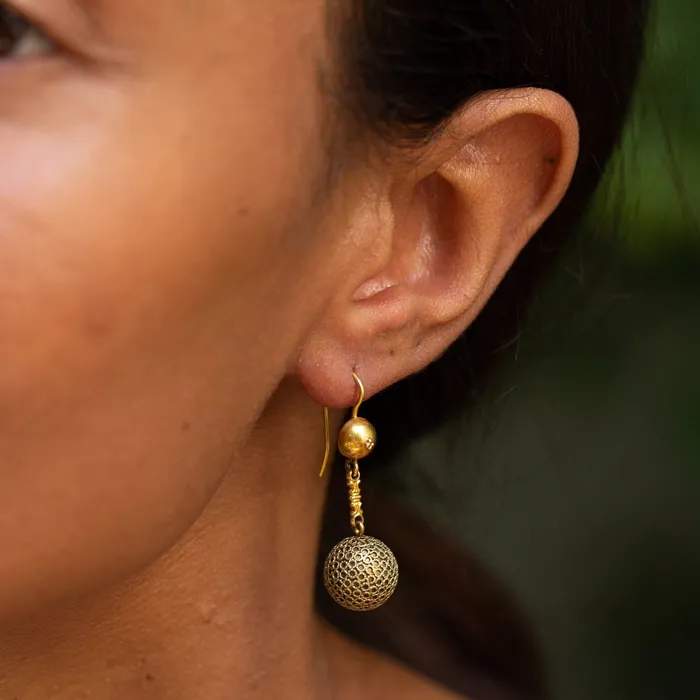 Antique Earrings Victorian Etruscan Revival 14k Gold Dangle Earrings