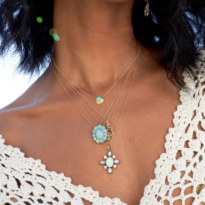 Antique Necklaces Victorian Diamond And Opal Pendant Necklace