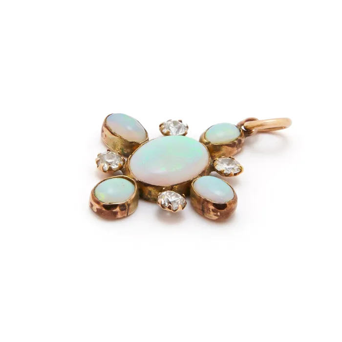 Antique Necklaces Victorian Diamond And Opal Pendant Necklace