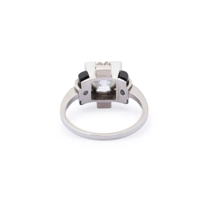 Antique Rings Art Deco Old Mine Cut Diamond Onyx And Platinum Ring