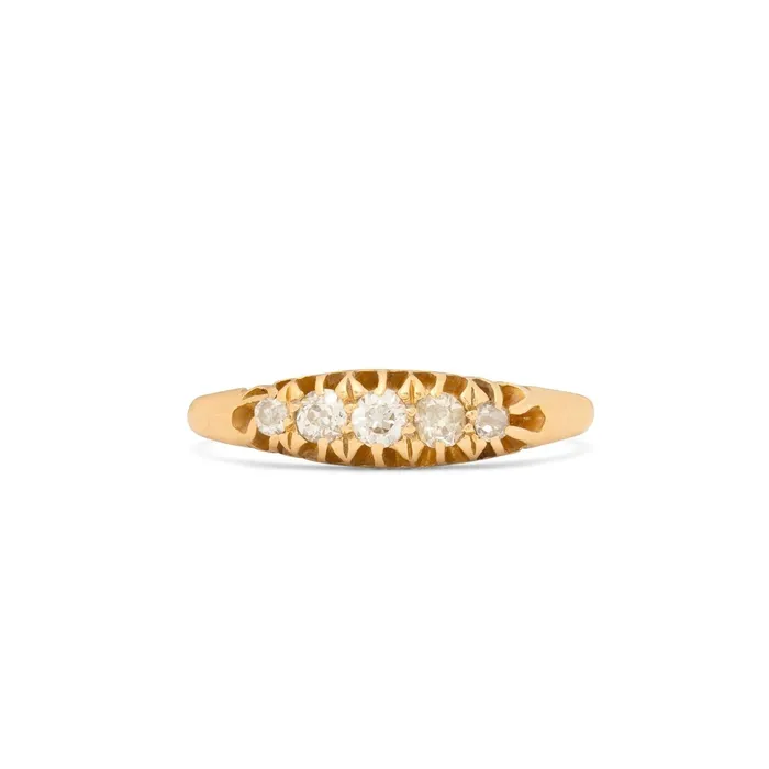 Antique Rings Victorian Old Mine Cut Diamond and 18k Gold Ring