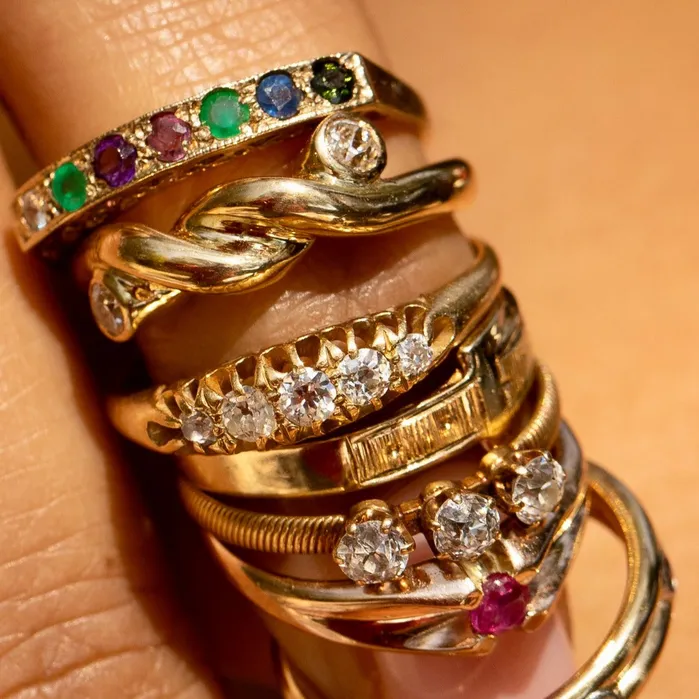 Antique Rings Victorian Old Mine Cut Diamond and 18k Gold Ring