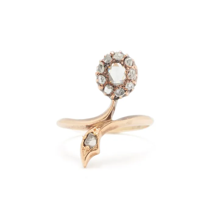 Antique Rings Victorian Rose Cut Diamond And 14k Gold Ring