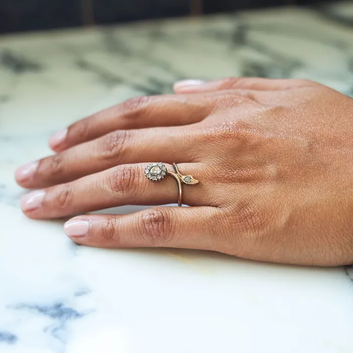 Antique Rings Victorian Rose Cut Diamond And 14k Gold Ring