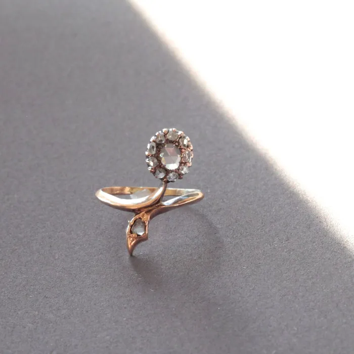 Antique Rings Victorian Rose Cut Diamond And 14k Gold Ring