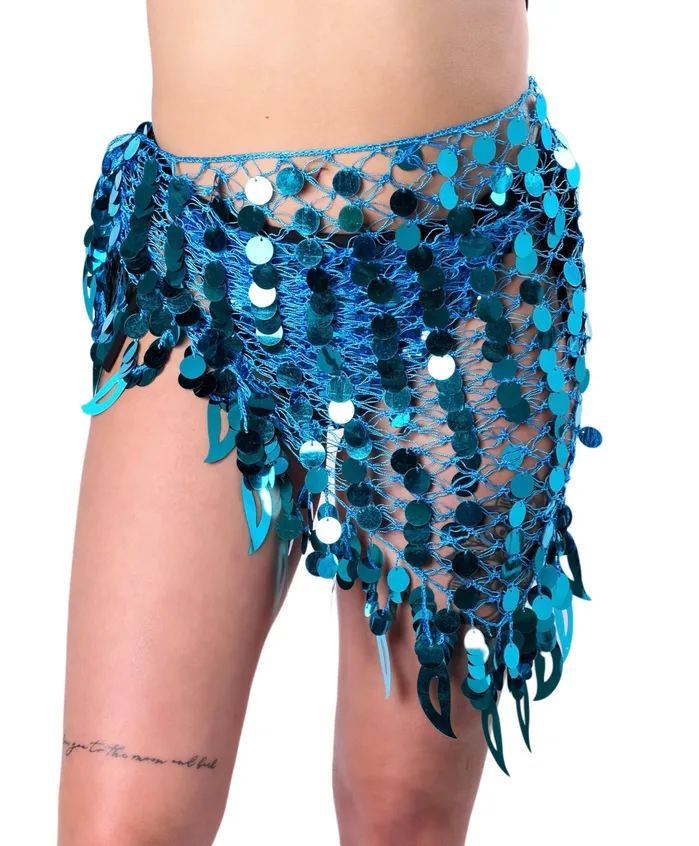 Aqua Sequin Wrap Skirt THE LUMi SHOP Earrings