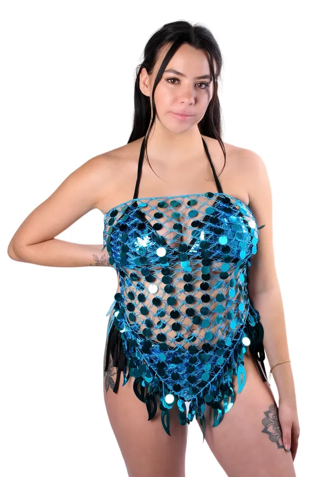 Aqua Sequin Wrap Skirt THE LUMi SHOP Earrings