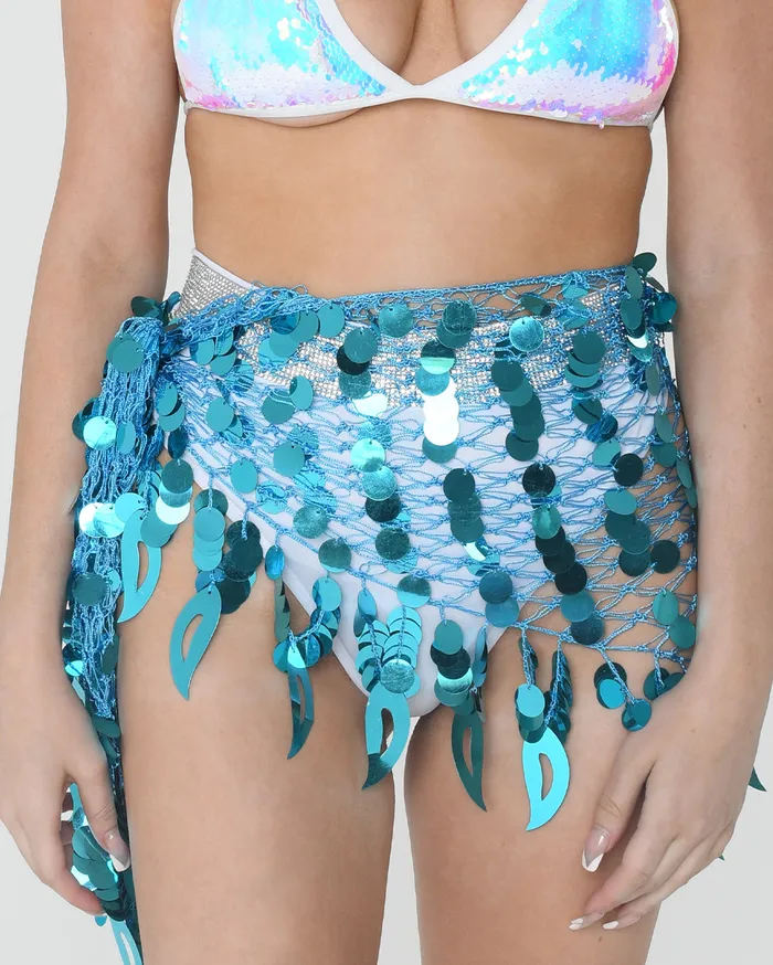 Aqua Sequin Wrap Skirt THE LUMi SHOP Earrings