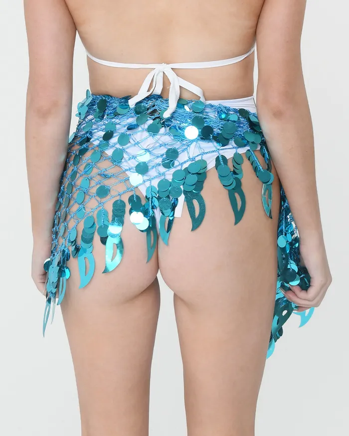 Aqua Sequin Wrap Skirt THE LUMi SHOP Earrings