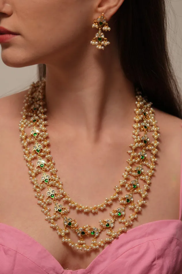 attrangi Meenakshi 20 Polki Raani Haar Set Earrings