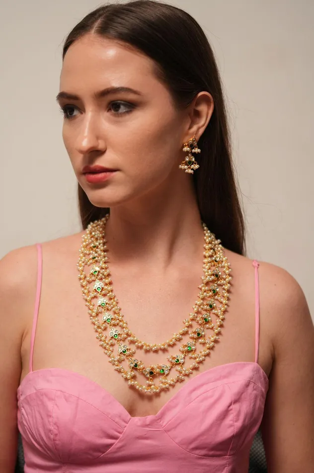 attrangi Meenakshi 20 Polki Raani Haar Set Earrings