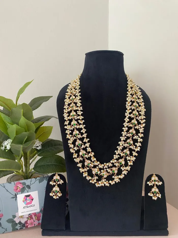 attrangi Meenakshi 20 Polki Raani Haar Set Earrings