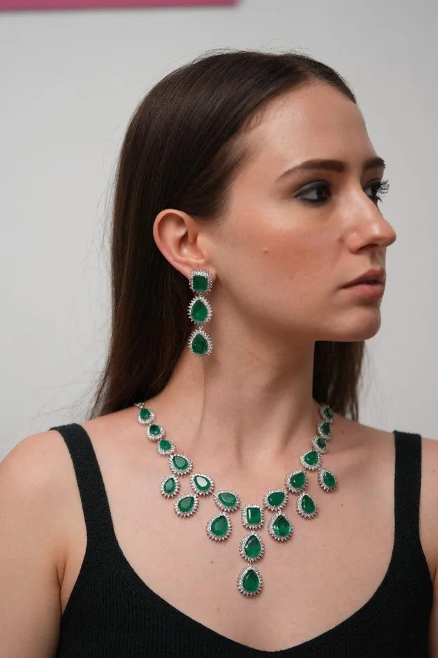 Attrangi Necklaces Doublet Gala Heavy Diamond Necklace Set