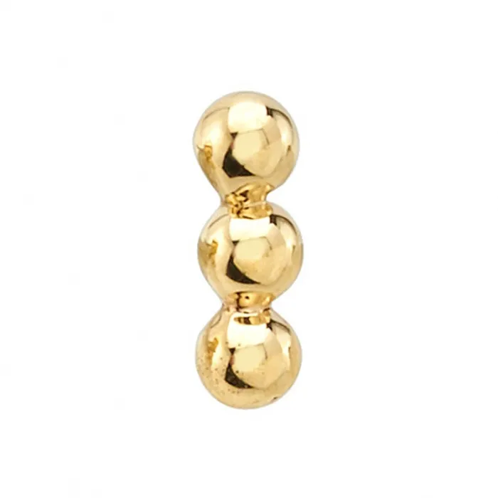 Body Vision BVLA Earrings Linear Tri Bead Cluster Threaded End in Gold