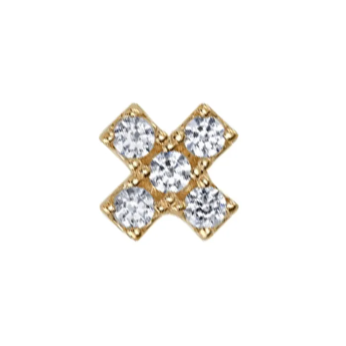 Body Vision BVLA Earrings Lois X Threaded End in Gold with DIAMONDS