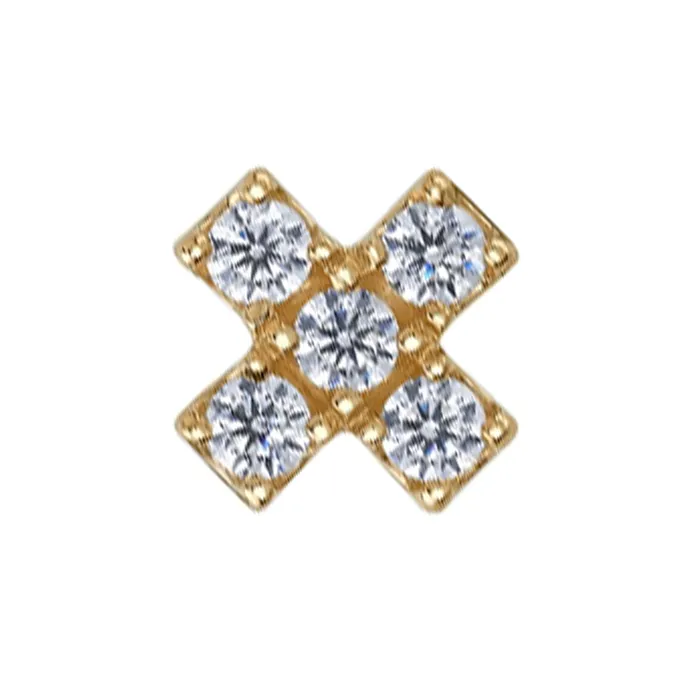 Body Vision BVLA Earrings Lois X Threaded End in Gold with DIAMONDS