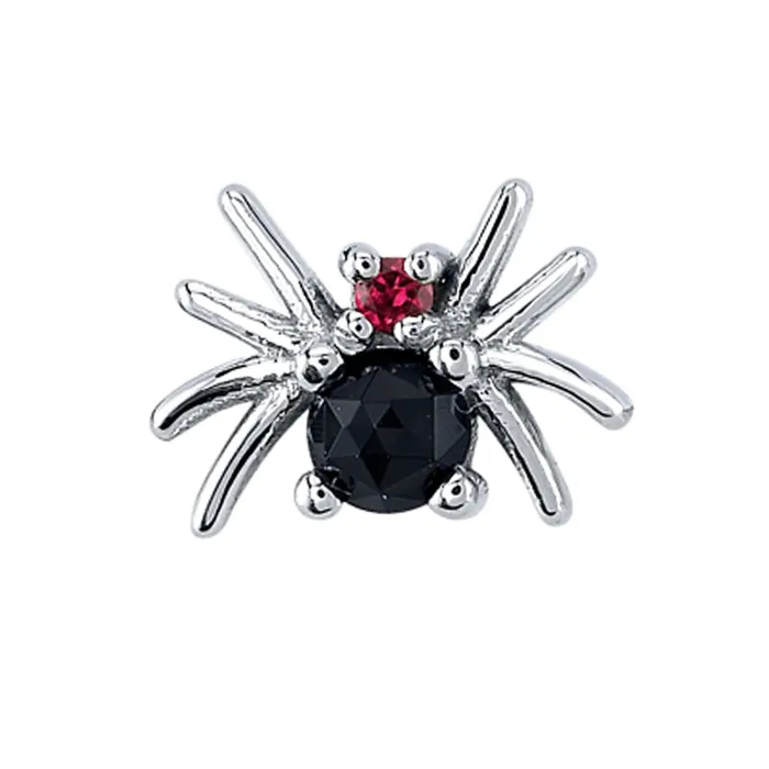 Body Vision BVLA Earrings Octo Threaded End in Gold with Rose Cut Onyx Ruby