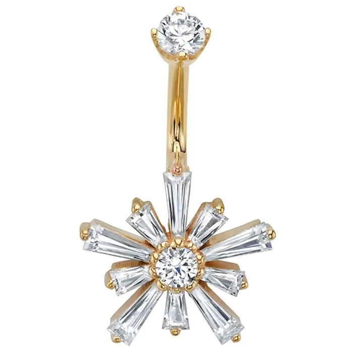 Body Vision BVLA Earrings Supernova Navel J Curve in Gold with DIAMONDS