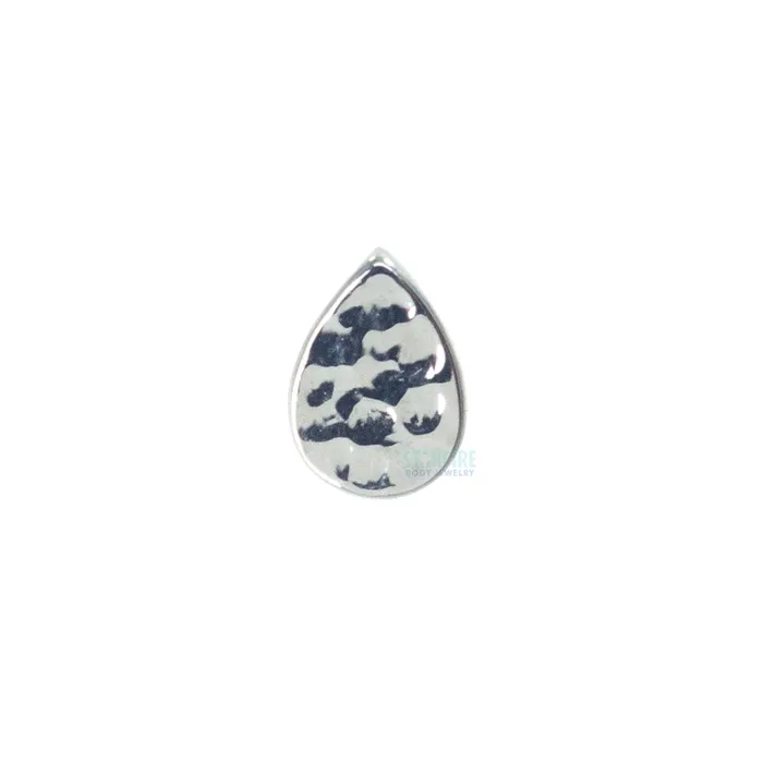 Body Vision BVLA Earrings threadless Flat Teardrop HAMMERED FINISH Pin in Gold