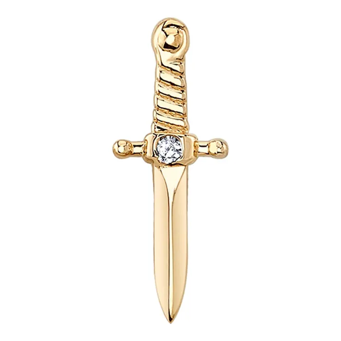 Body Vision BVLA Necklaces threadless Slasher Dagger Pin in Gold with White CZ