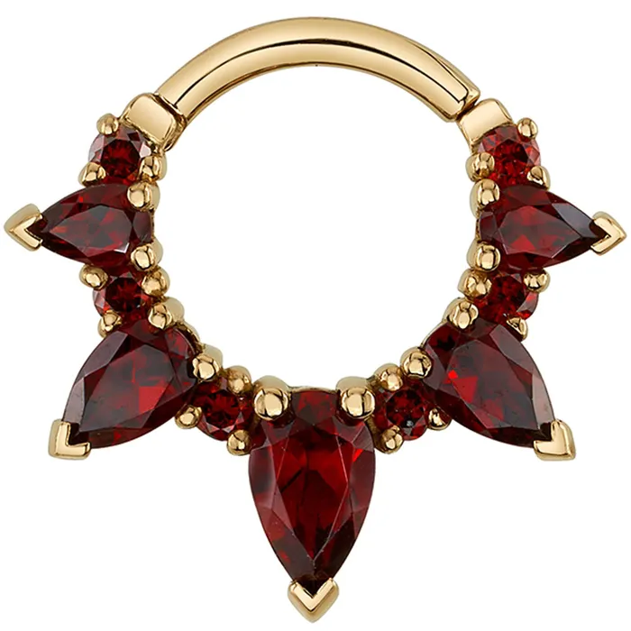 Body Vision BVLA Rings Empress Rising Hinge Ring in Gold with Red Diamond Garnet Body Vision BVLA Rings Empress Rising Hinge Ring in Gold with Red Diamond Garnet