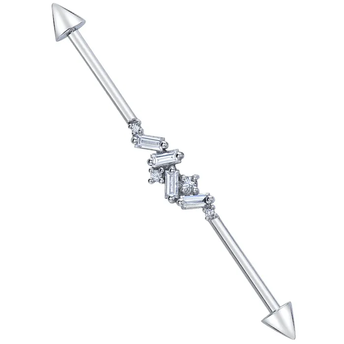 Body Vision BVLA Spikey Genesis Industrial Barbell in Gold with DIAMONDS Earrings Body Vision BVLA Spikey Genesis Industrial Barbell in Gold with DIAMONDS Earrings