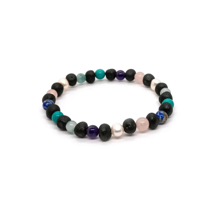 Bracelets Baltic Essentials Baltic Amber Bracelet Raw Cherry Mix with Pearl Jade Amethyst Turquoise Lapis Bracelets Baltic Essentials Baltic Amber Bracelet Raw Cherry Mix with Pearl Jade Amethyst Turquoise Lapis