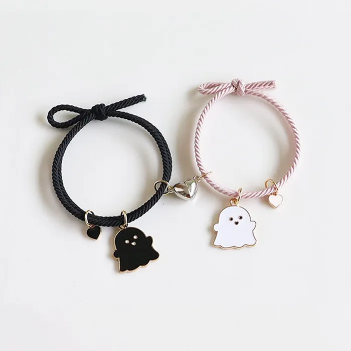 Bracelets worldnetgifts Black and White Ghost Magnetic Bracelet for BFF