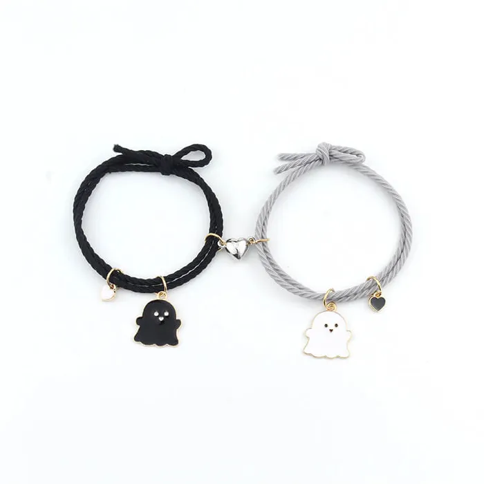 Bracelets worldnetgifts Black and White Ghost Magnetic Bracelet for BFF