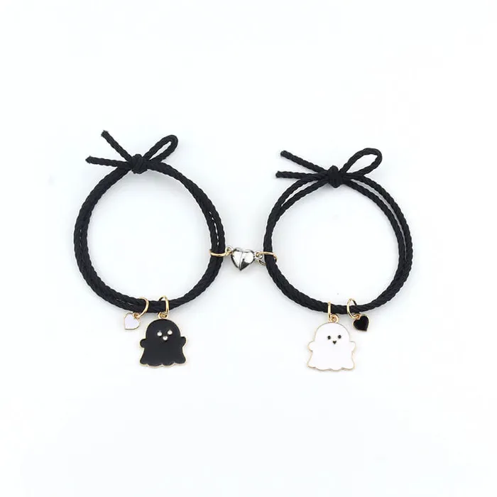 Bracelets worldnetgifts Black and White Ghost Magnetic Bracelet for BFF