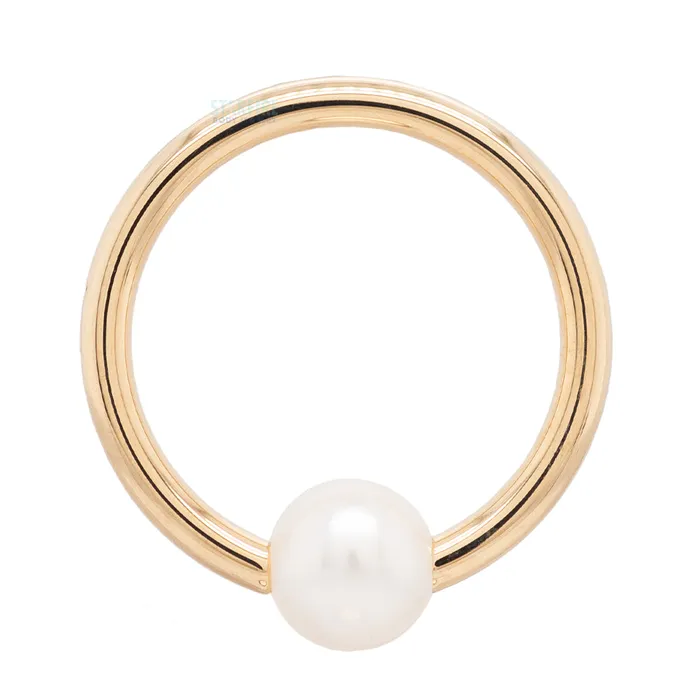 Captive Bead Ring CBR in Gold with Pearl Captive Bead Body Vision BVLA Rings