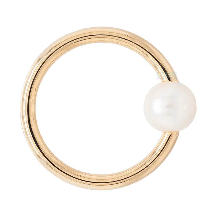Captive Bead Ring CBR in Gold with Pearl Captive Bead Body Vision BVLA Rings