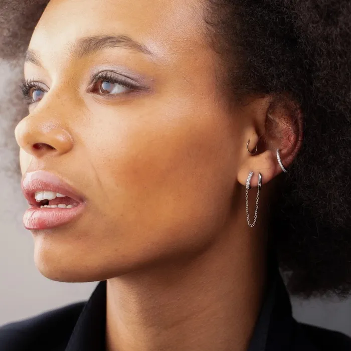 Chain Linked Mismatched Huggie Single Earring Scream Pretty Earrings
