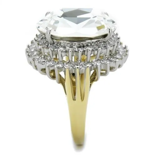 CJ1894 Wholesale Womens Stainless Steel TwoTone IP Gold Top Grade Crystal Clear Ring Green Rings CJ1894 Wholesale Womens Stainless Steel TwoTone IP Gold Top Grade Crystal Clear Ring Green Rings
