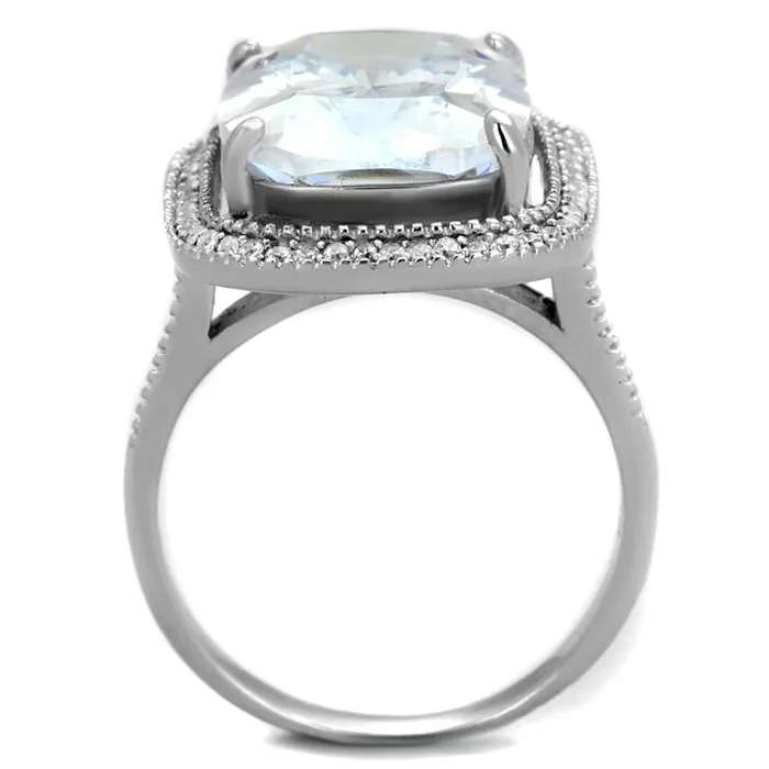 CJ391 Wholesale Womens Rhodium 925 Sterling Silver Ring with AAA Grade CZ in Clear Engagement Ring Green Rings