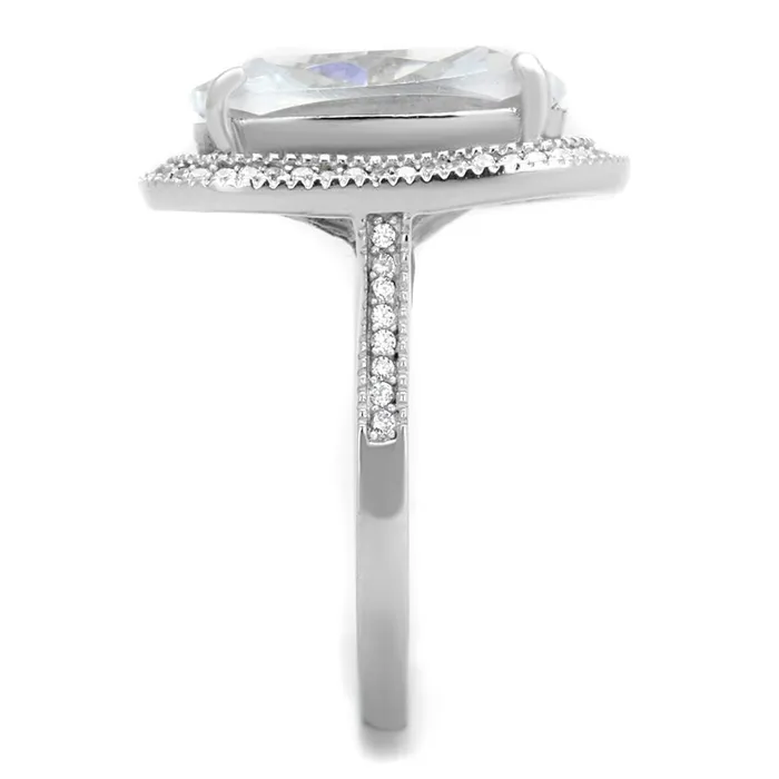 CJ391 Wholesale Womens Rhodium 925 Sterling Silver Ring with AAA Grade CZ in Clear Engagement Ring Green Rings