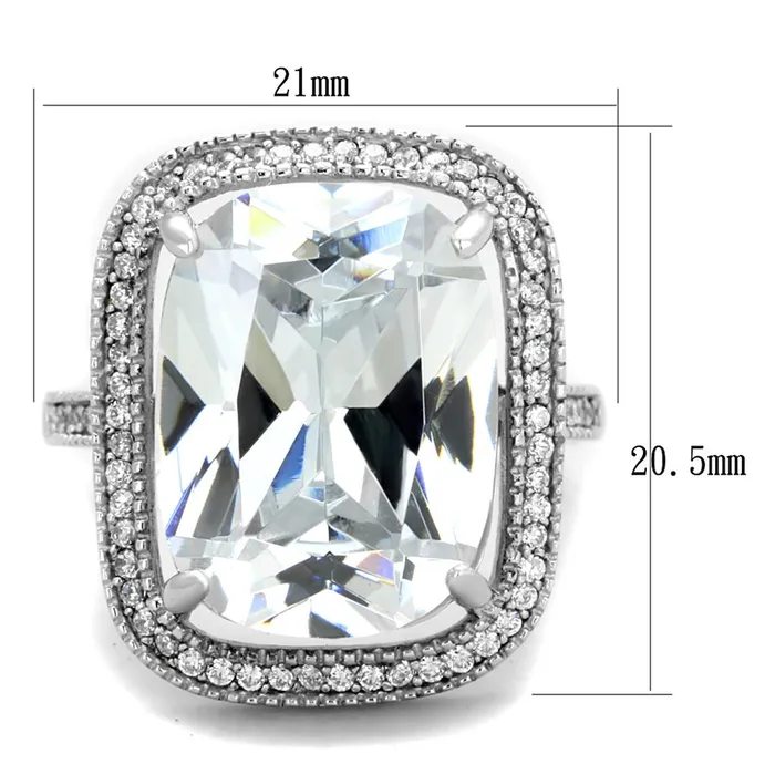 CJ391 Wholesale Womens Rhodium 925 Sterling Silver Ring with AAA Grade CZ in Clear Engagement Ring Green Rings